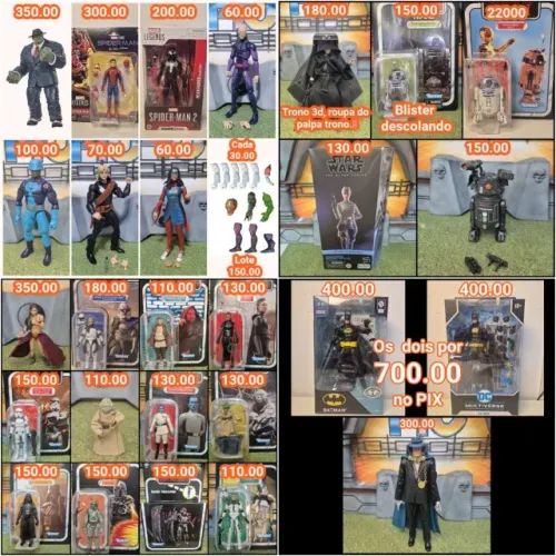Vários action figures (Marvel Legends, Black Series, Vintage Collection,e etc)