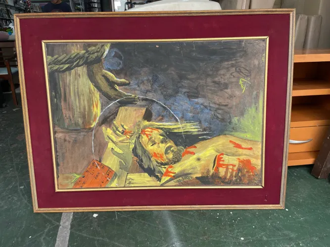 Quadro Aquarela Jesus na Cruz