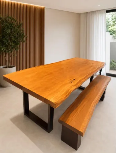 Mesa + banco de madeira nunca usado