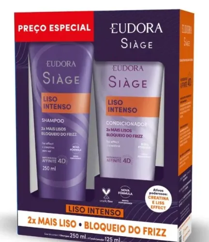 KIT EUDORA SIAGE LISO INTENSO. SHAMPOO + CONDICIONADOR. PROMOÇÃO PRESENTE 