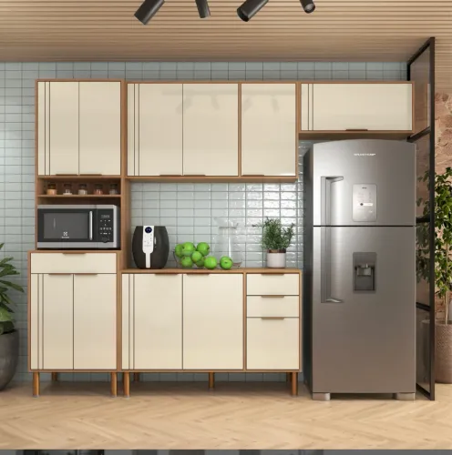 Cozinha Modulada Brisa 4 Peças Mel e Off White