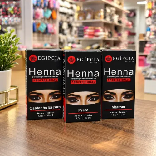 KIT 3 HENNAS EGÍPCIA PROFISSIONAL + FIXADORES - ESCOLHA SUAS CORES!