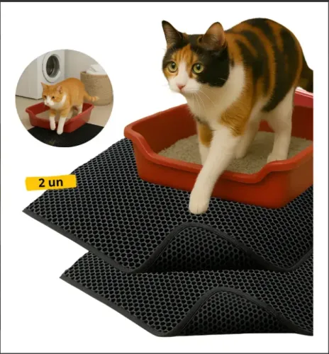 Kit 2 Tapetes Coletor Higienico Gatos Dobrável E Lavável