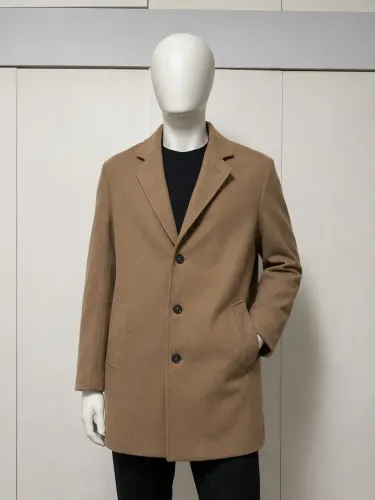 Casaco Masculino MNG (Mango) Slim Fit em Lã - Camel - Tam. M