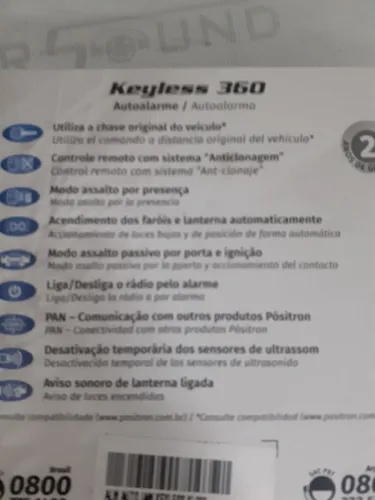 Alarme. Positron. Keyless 360. Keyless com anti-furto de presença. Garantia. Novo. Inst.