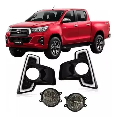 Grade Com Friso Cromado + Milha Led Hilux 2019 2020