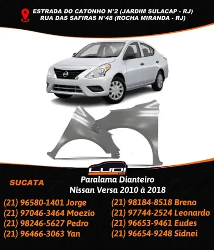 Paralama Dianteiro Nissan Versa 2010 à 2018