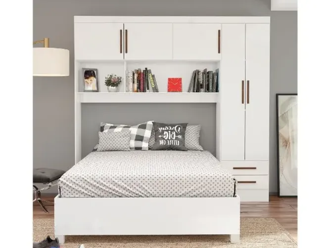 Promoção! Guarda-Roupa Modulado 5 Portas c/ Base Clara Branco Frete Grátis