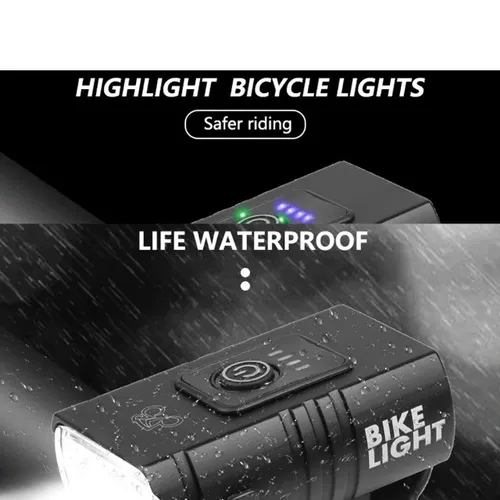 Luminária Potente Para Bicicleta, à prova de chuva, USB - Profissional