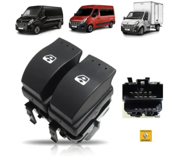Interruptor do vidro lado esquerdo - Renault Master 2014 a 2021.