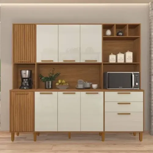 Kit cozinha luxo 9 portas Porto frejo / off white - FRETE GRÁTIS