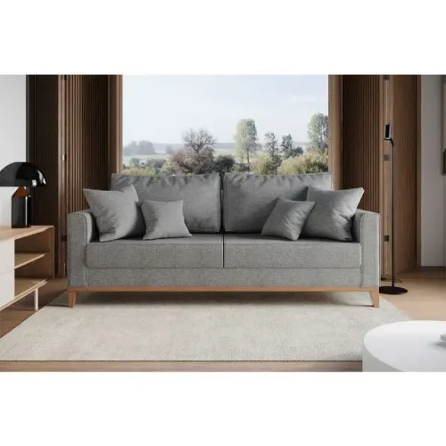 Sofá Benny Living 180cm 3 Lugares Linho Cinza Novo