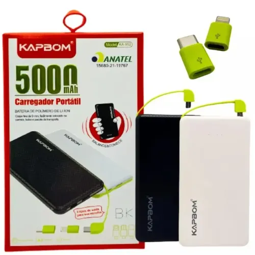 Carregador Portátil Power Bank Kapbom KA952 - 5.000mAh de Potência Loja Coimbra Entrega