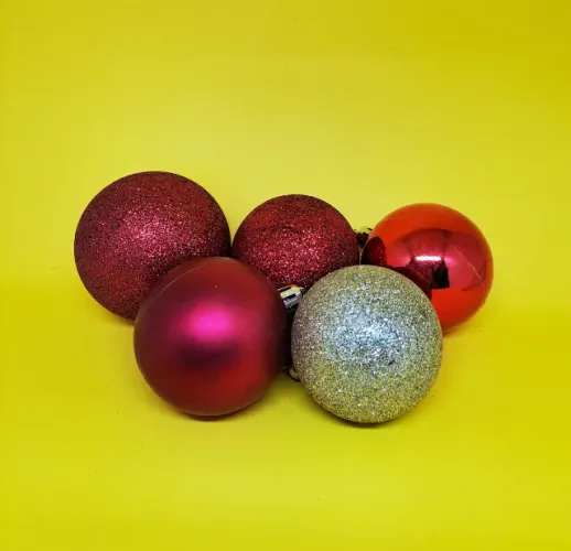 Kit Sortido Bolas de Natal Média Vermelha / Dourada (5 Unidades)