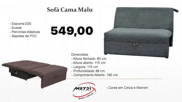 Sofá cama Malu em suede / ENTREGA HOJE !!!