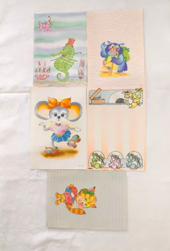 Conjunto de 5 Papéis de Carta Vintage