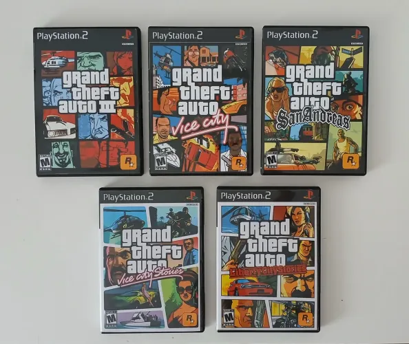 Jogos playstation 2 - Coleção Grand Theft Auto - Edições Repro com Mapas e Pôsteres