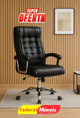 Cadeira Giratória Presidente Luxo - Conforto superior para longas horas!