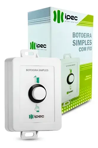 Botoeira Botão Acionador De Saida Com Fio Branco Ipec