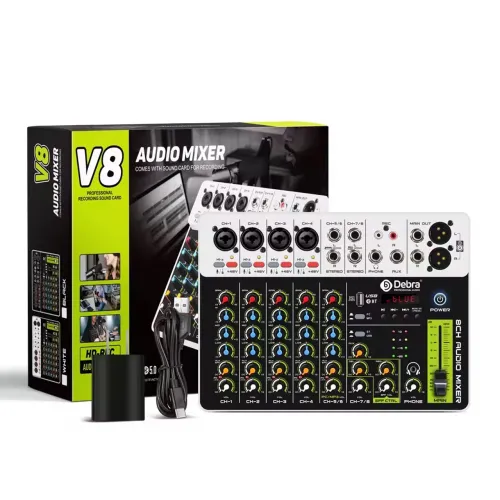 Mesa de Som V8 Audio Mixer Profissional - Nova