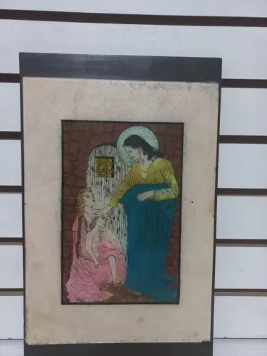 Quadro religioso pintura no vidro imagem de Jesus