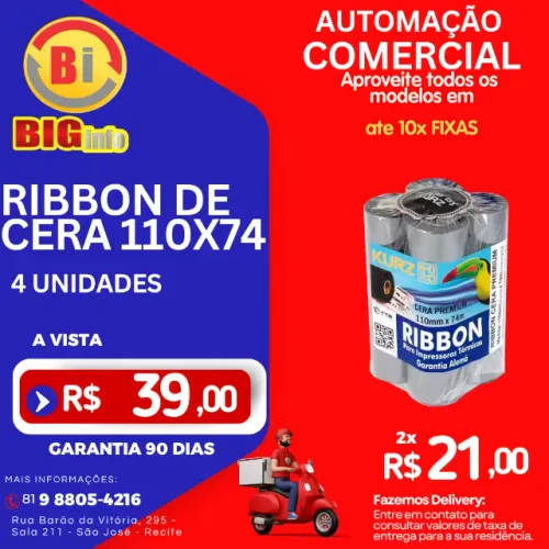 Ribbon Cera Impressora Termica - 4 Unidades