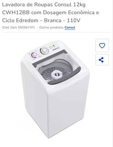 Máquina de Lavar Consul 12kg