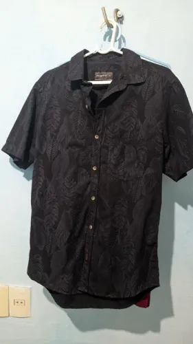 Camisa Social Renner Manga Curta Tropical Preta