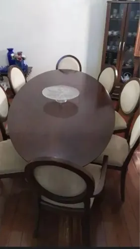 Mesa de Jantar Oval com 8 Cadeiras