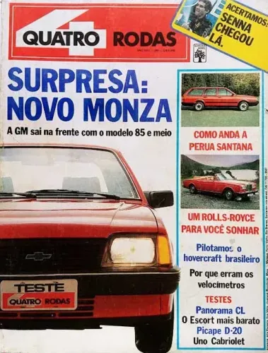 Revista Quatro Rodas 1985 - Chevrolet D20, Monza, Uno Cabriolet