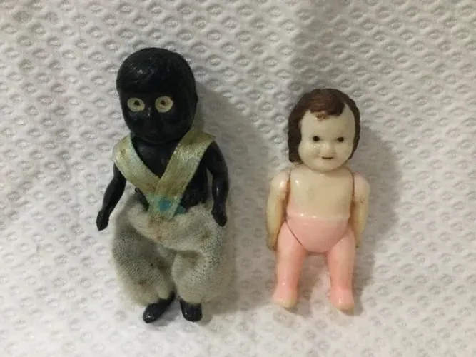 Mini Boneca Plástico Celuloide 2 Peças Anos 50 Beija Flor e Mirim