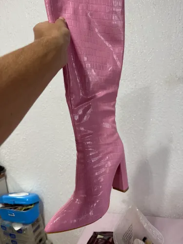 Bota rosa cano longo - estado de nova um uso 