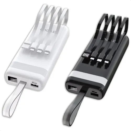 Carregador Portátil Power Bank com Cabos Integrados