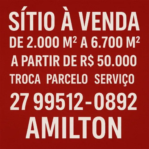 Sítios Tijuco e Domingos Martins?terrenos sem rio, de 2.000m² a 6.700 m², partir R$ 50 mil