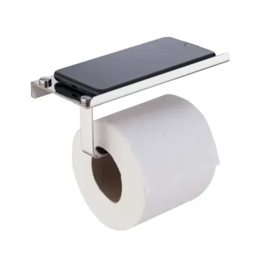 Porta Papel Higienico Aço Inox c Suporte p Celular IPhone banheiro de Luxo Casa Moderna