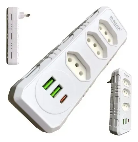 Extensão Eletrica Filtro De Linha Tomada Usb-a Usb-c Bivolt OI-T0156