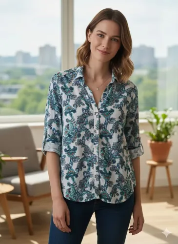 Luigi Bertolli camisa floral linho