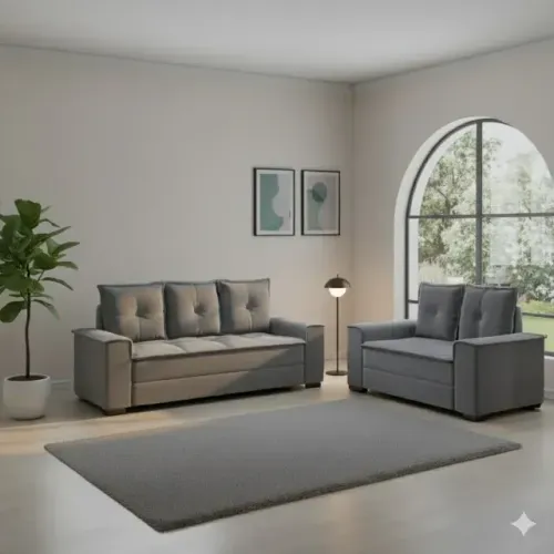 (Novidade) Sofá 2 e 3 lugares Barcelos Cinza