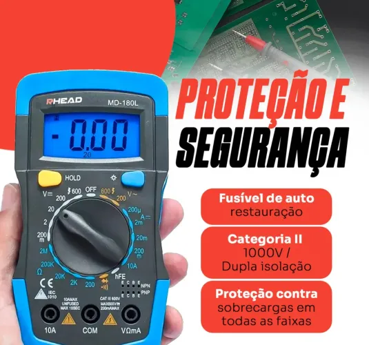 Multímetro Digital Profissional Multifunções Com Beep E Iluminação Display Lcd 
