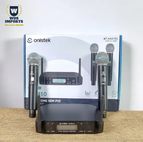 Microfone Sem Fio Duplo Uhf Dinamico Tela Digital 