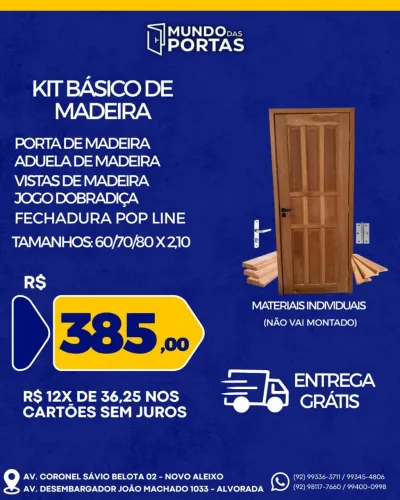 Kit Básico de Madeira para Portas - Entrega Grátis