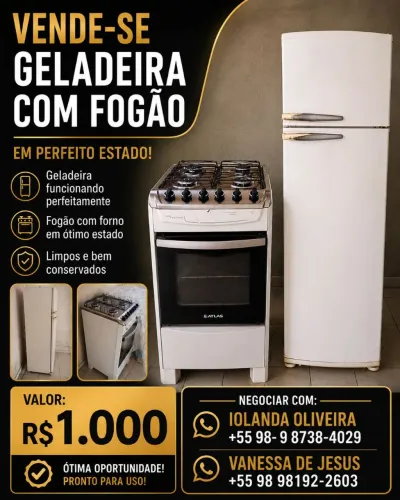 Vendo Geladeira e fogão juntos por 1.000 reais 