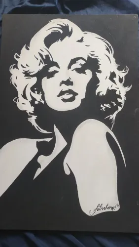 Quadro Marylin Monroe feito a mão na tinta acrilex...