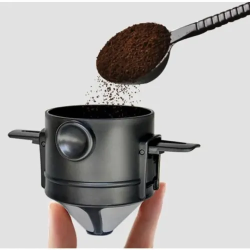 Mini Filtro Coador Café Portátil Dobrável Aço Inox Novo Seculo