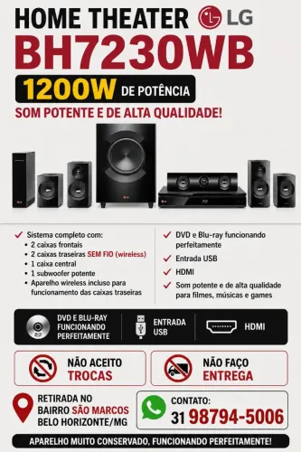 Home theather LG wireless caixas traseiras sem fio
