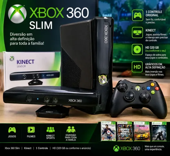 Console Xbox 360 completo c/ HD de 500gb mais 30 jogos destravado