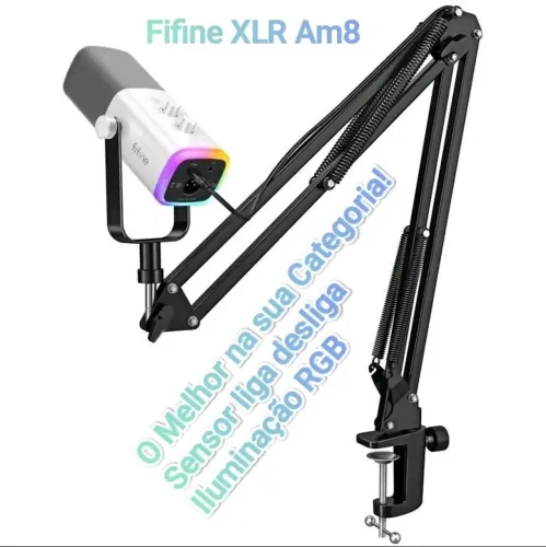 Microfone Fifine Dinâmico XRL AM8 com Braço Airticulado.