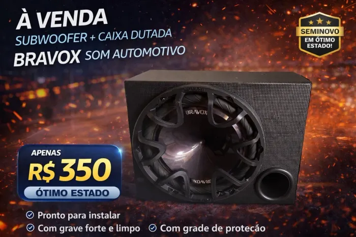 Subwoofer Bravox em excelente estado, já montado em caixa dutada.