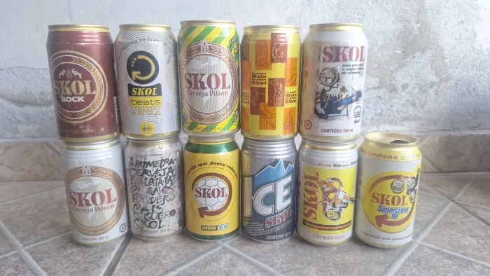 Latas latinhas antigas colecionáveis da skol