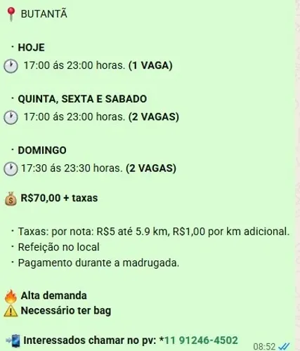 VAGA PARA MOTOBOY FREELANCER